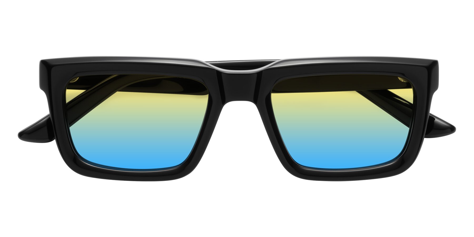 Folded Front of Roth in Black with Yellow / Blue Gradient Lenses