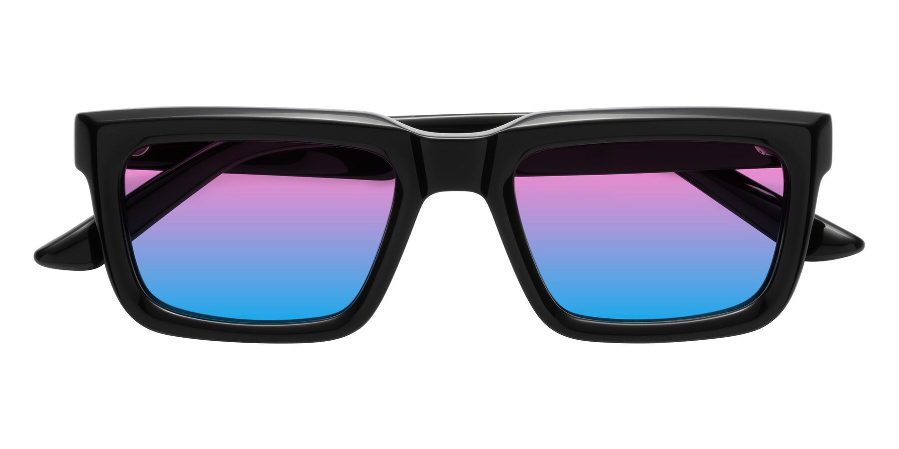 Folded Front of Roth in Black with Pink / Blue Gradient Lenses