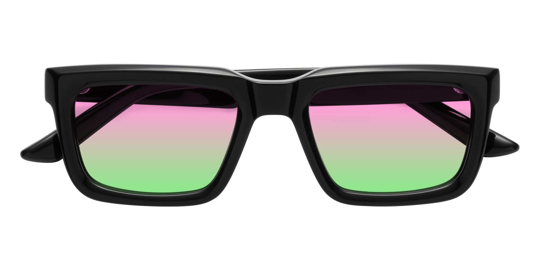 Folded Front of Roth in Black with Pink / Green Gradient Lenses