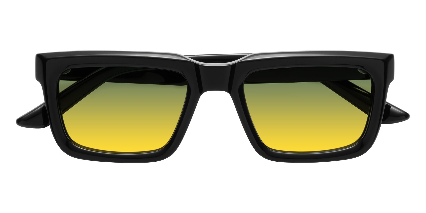Folded Front of Roth in Black with Green / Yellow Gradient Lenses