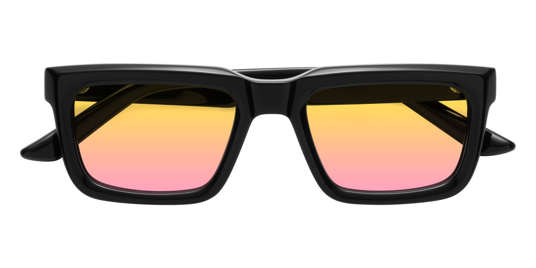 Folded Front of Roth in Black with Yellow / Pink Gradient Lenses
