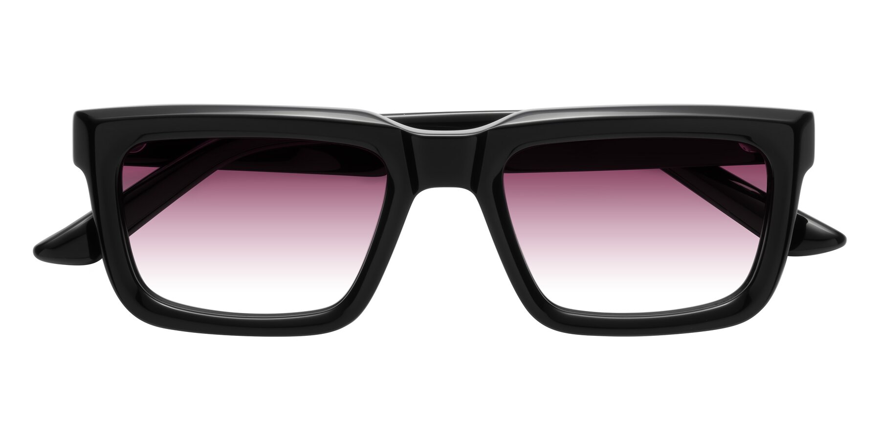 Folded Front of Roth in Black with Wine Gradient Lenses