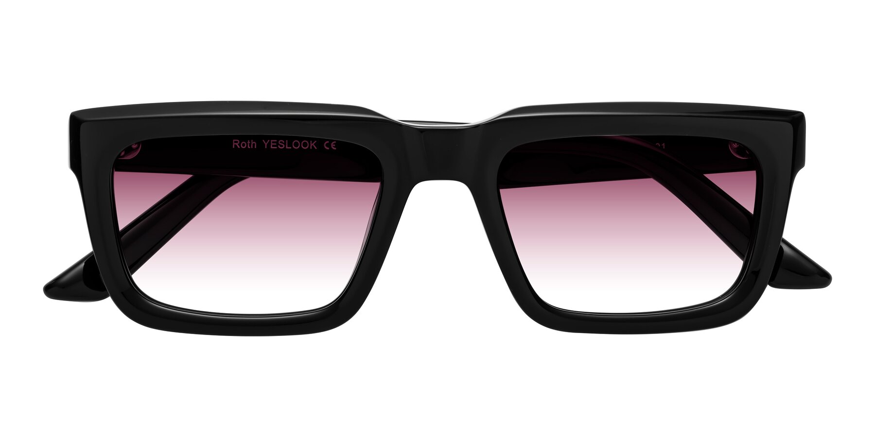 Folded Front of Roth in Black with Wine Gradient Lenses