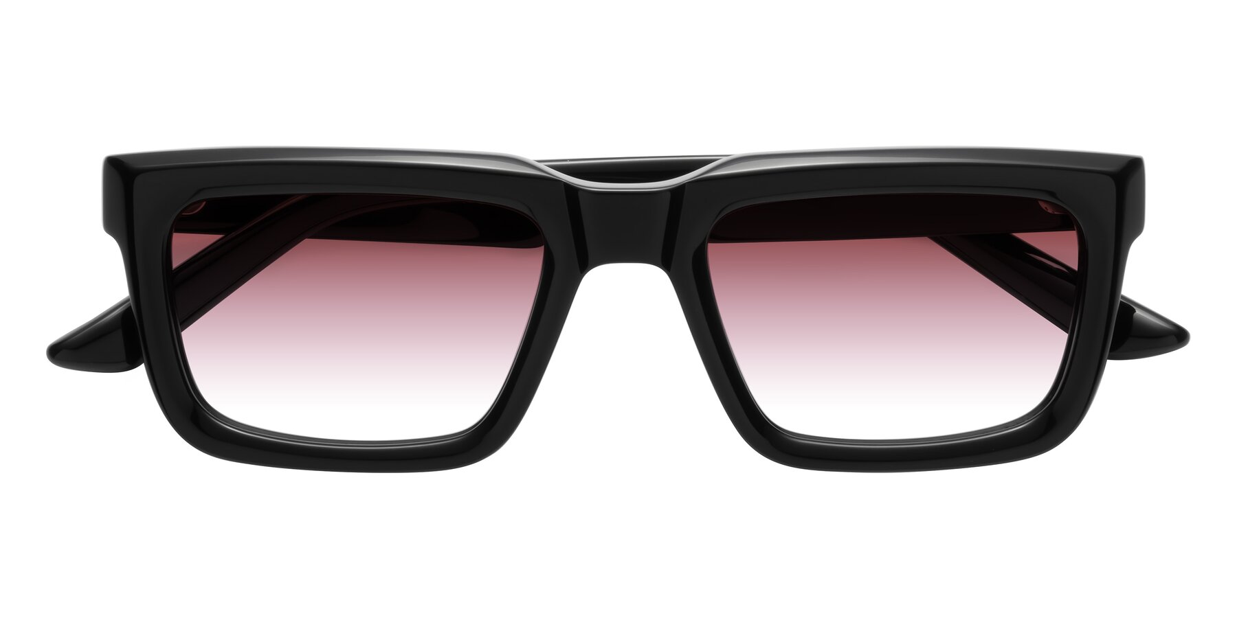 Folded Front of Roth in Black with Garnet Gradient Lenses