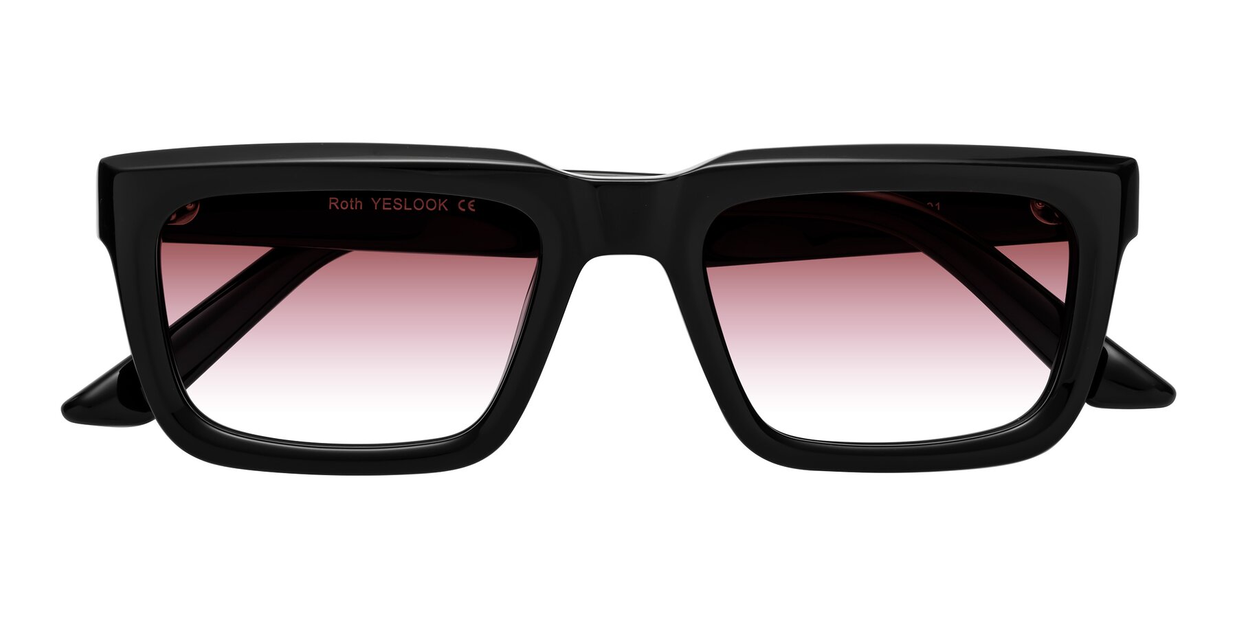 Folded Front of Roth in Black with Garnet Gradient Lenses