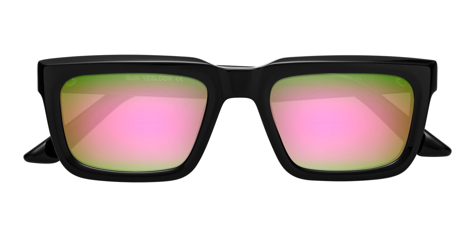 Folded Front of Roth in Black with Pink Mirrored Lenses