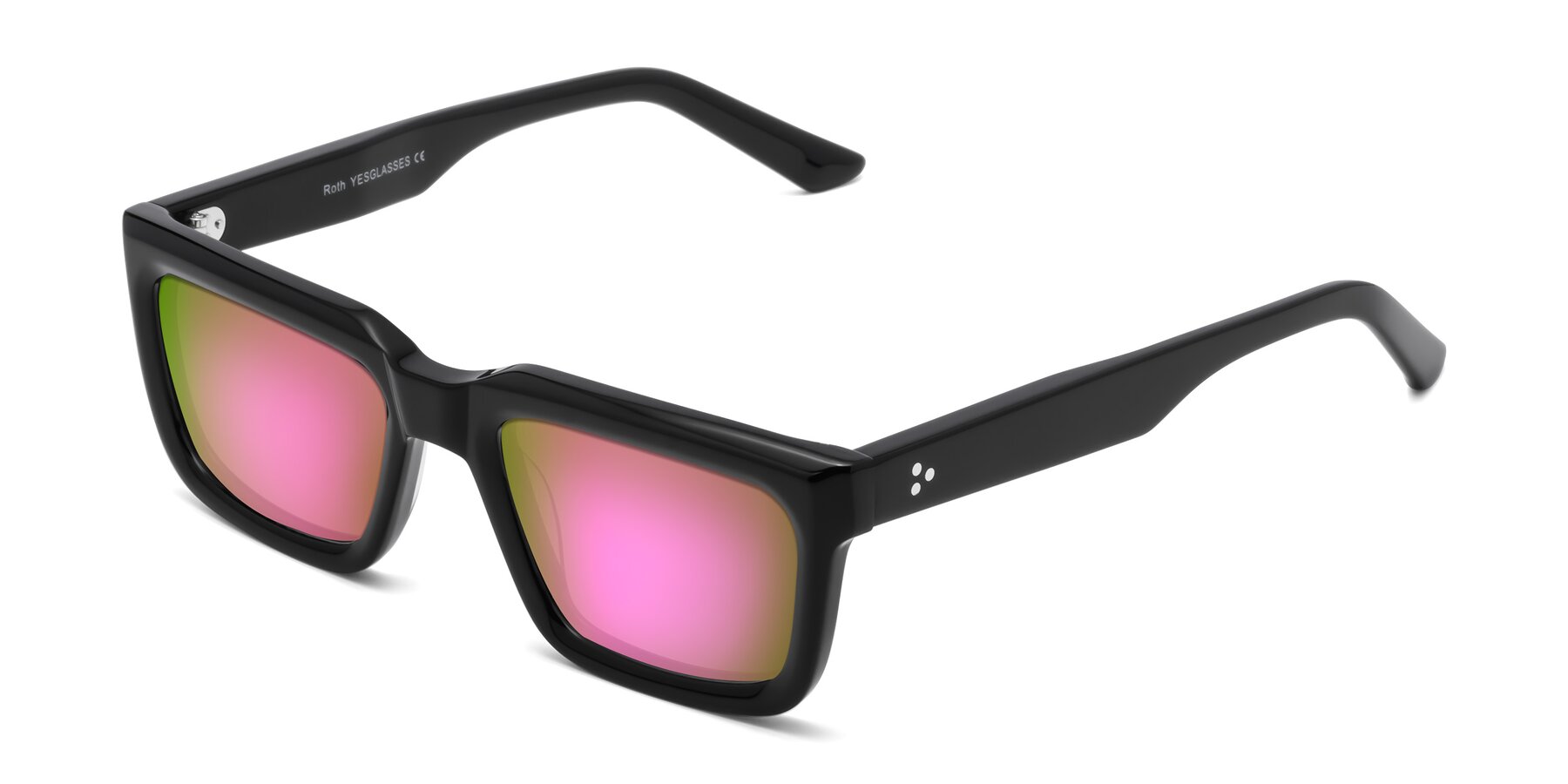 Angle of Roth in Black with Pink Mirrored Lenses