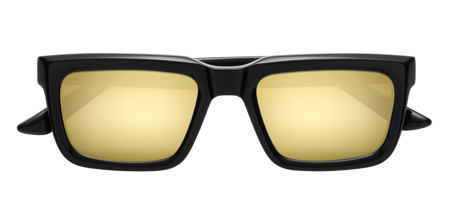 Folded Front of Roth in Black with Gold Mirrored Lenses
