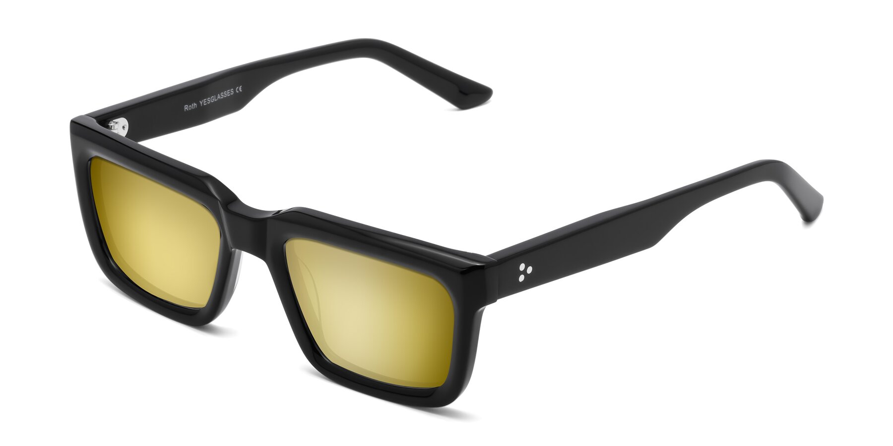 Angle of Roth in Black with Gold Mirrored Lenses
