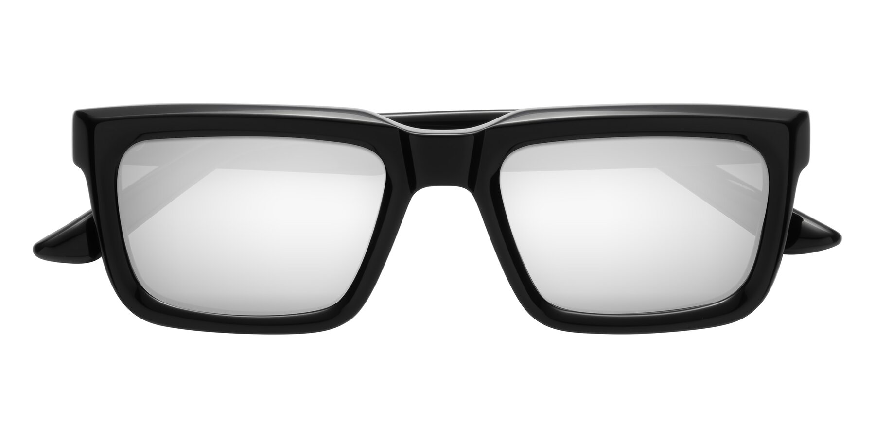 Folded Front of Roth in Black with Silver Mirrored Lenses