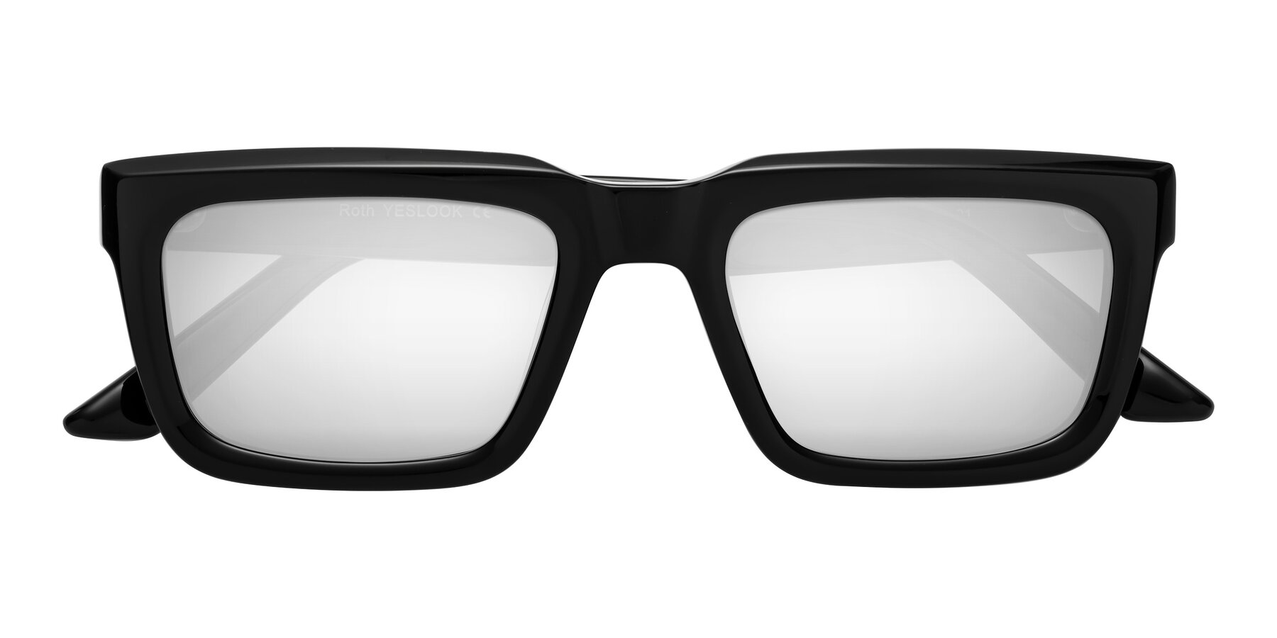 Folded Front of Roth in Black with Silver Mirrored Lenses