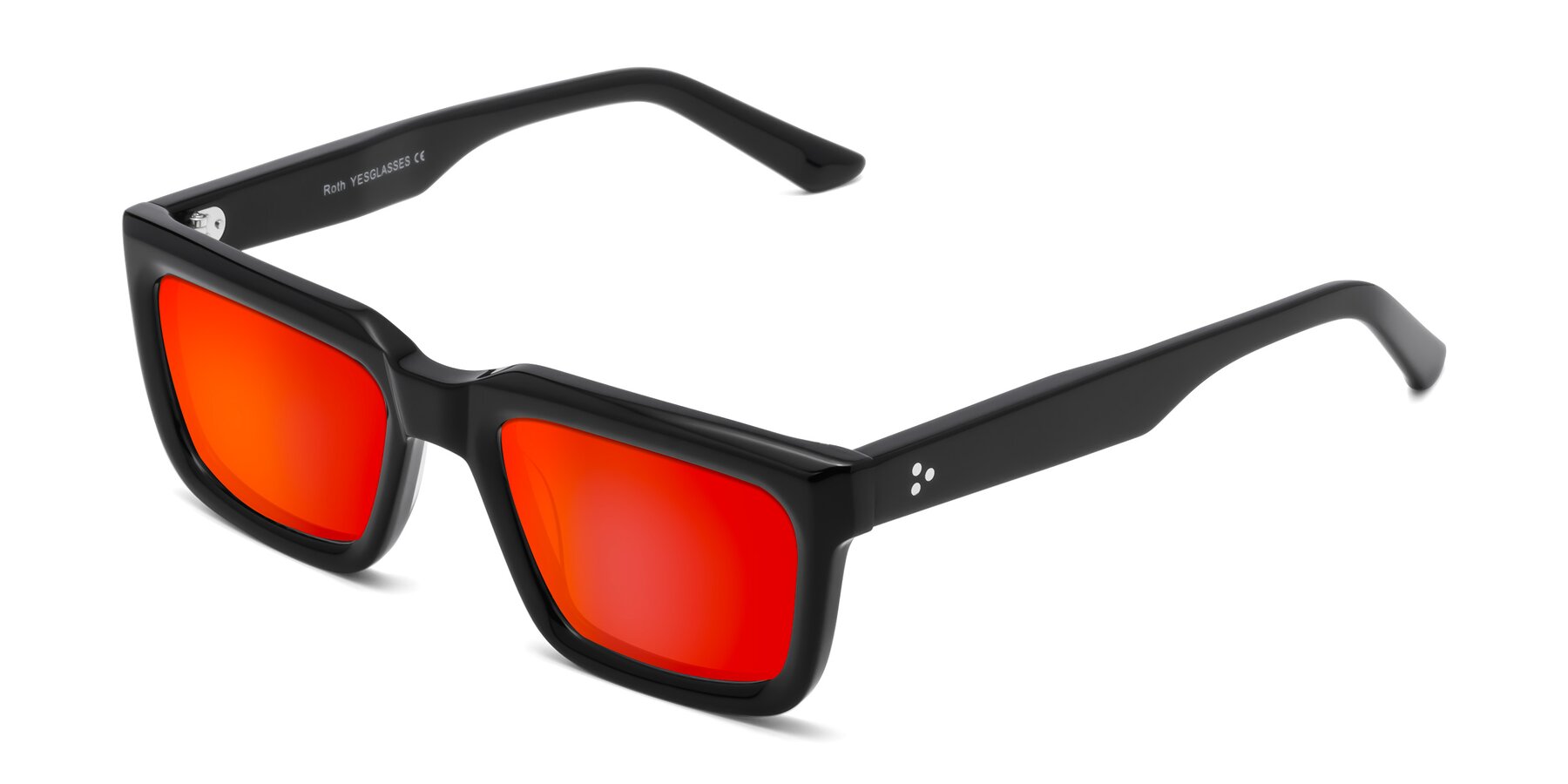 Angle of Roth in Black with Red Gold Mirrored Lenses