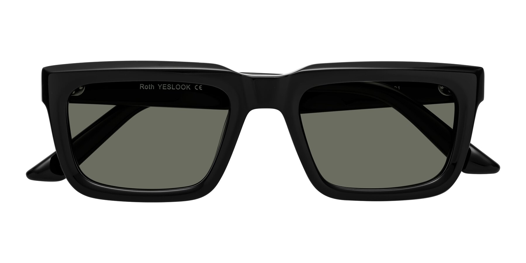 Folded Front of Roth in Black with Gray Polarized Lenses