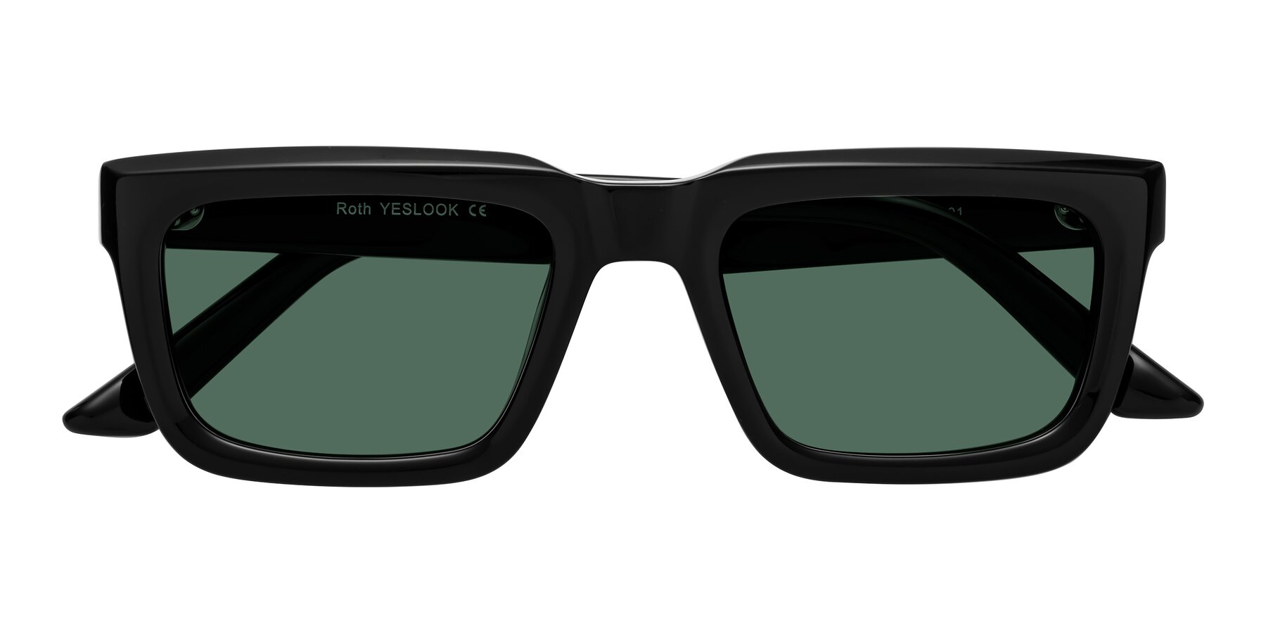 Folded Front of Roth in Black with Green Polarized Lenses