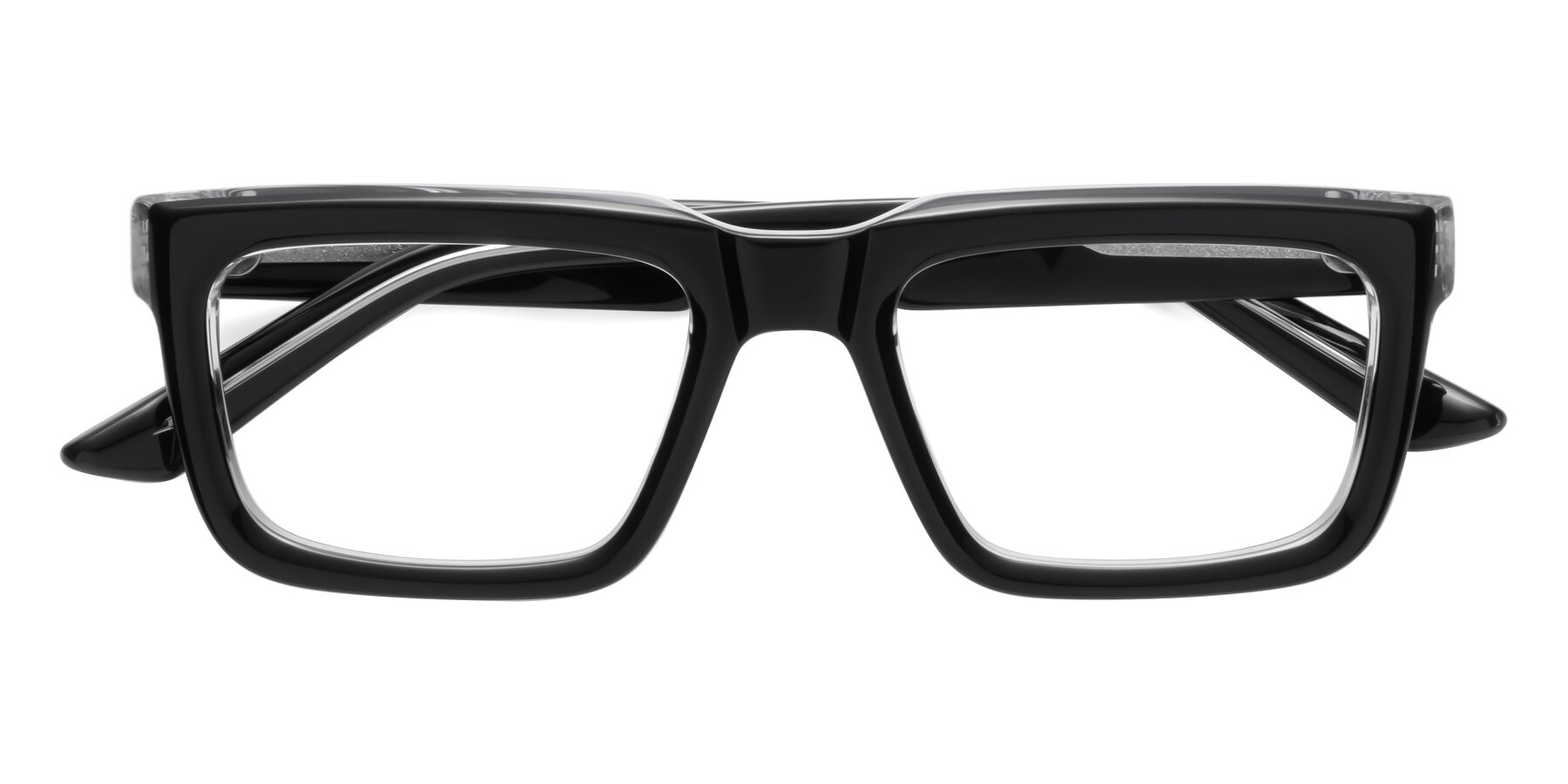 Folded Front of Roth in Black-Clear with Clear Blue Light Blocking Lenses