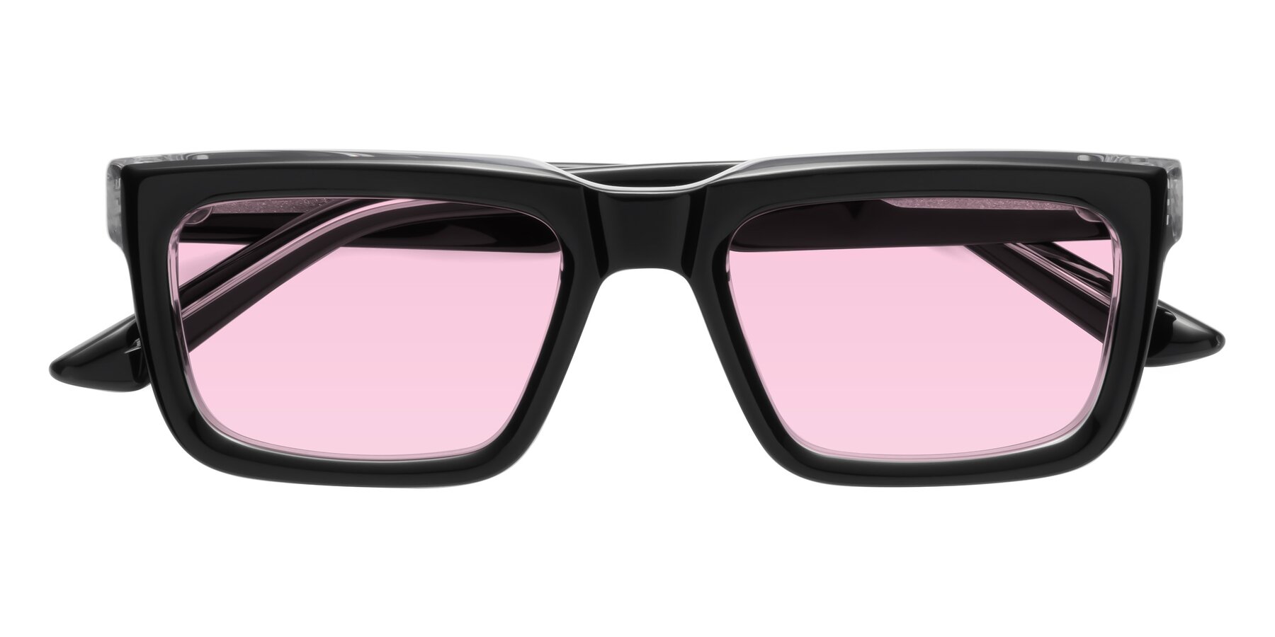 Folded Front of Roth in Black-Clear with Light Pink Tinted Lenses