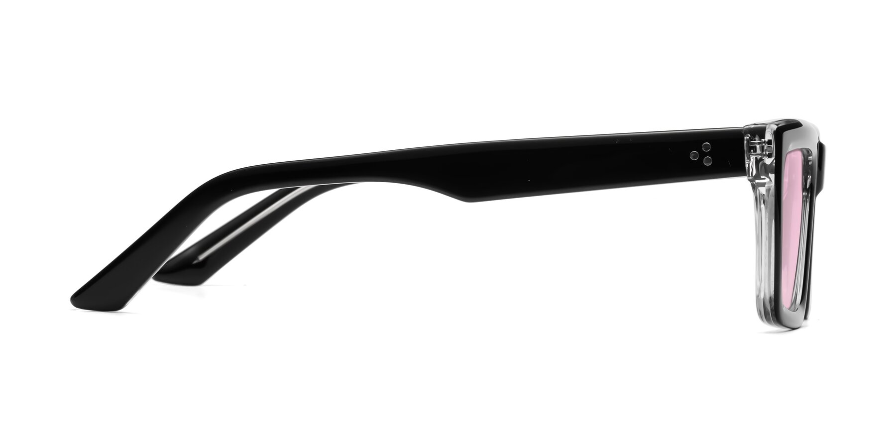 Side of Roth in Black-Clear with Light Pink Tinted Lenses