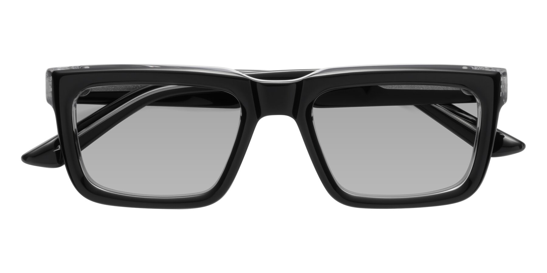 Folded Front of Roth in Black-Clear with Light Gray Tinted Lenses