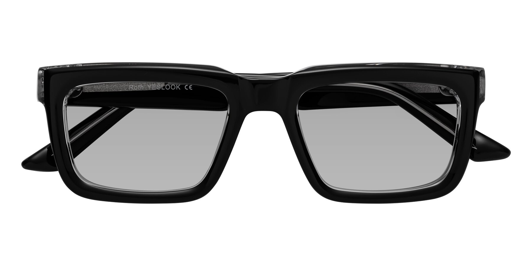 Folded Front of Roth in Black-Clear with Light Gray Tinted Lenses