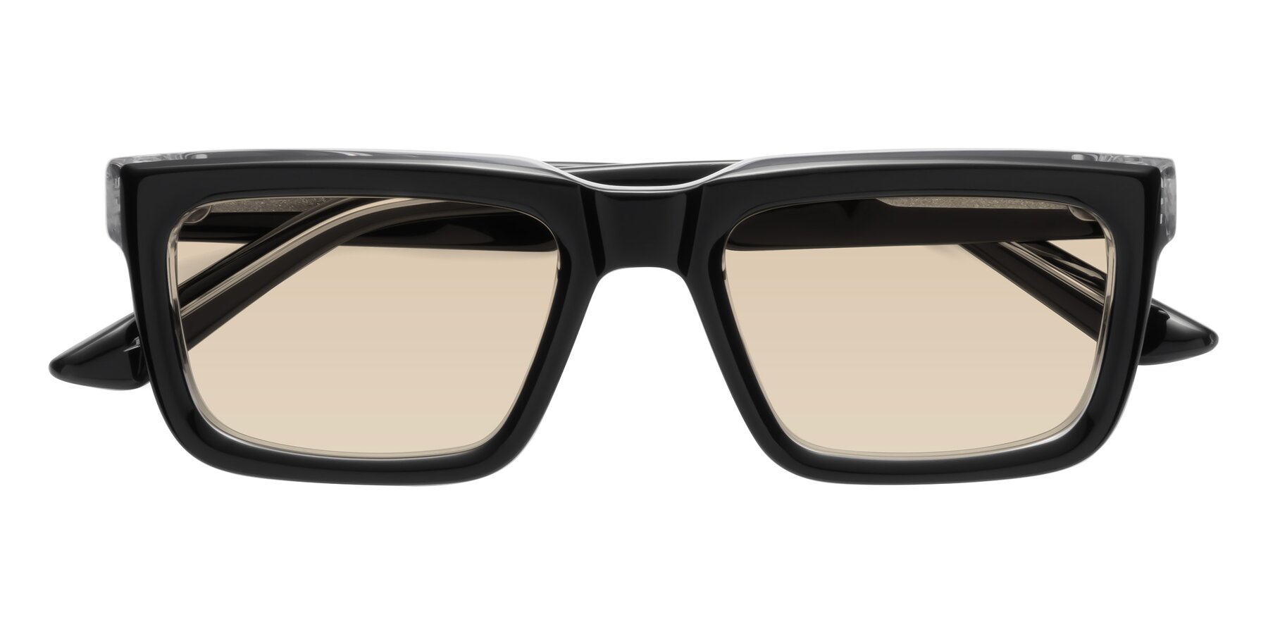 Folded Front of Roth in Black-Clear with Light Brown Tinted Lenses