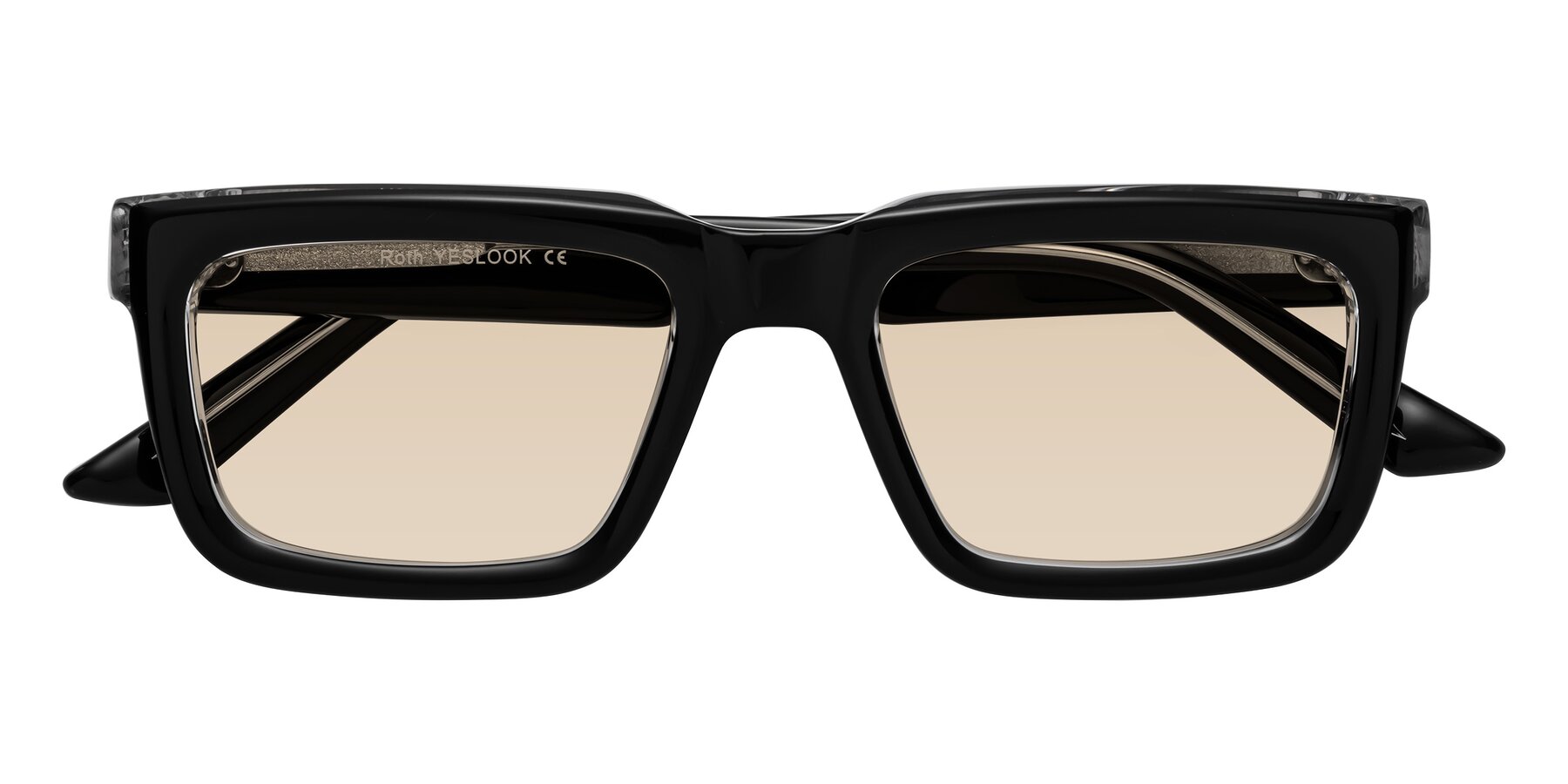 Folded Front of Roth in Black-Clear with Light Brown Tinted Lenses