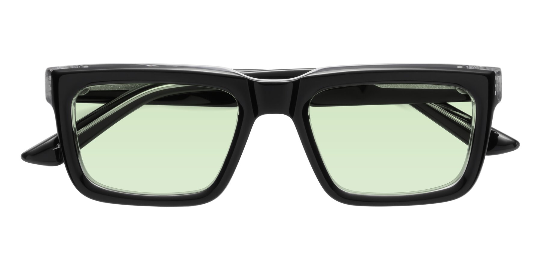 Folded Front of Roth in Black-Clear with Light Green Tinted Lenses