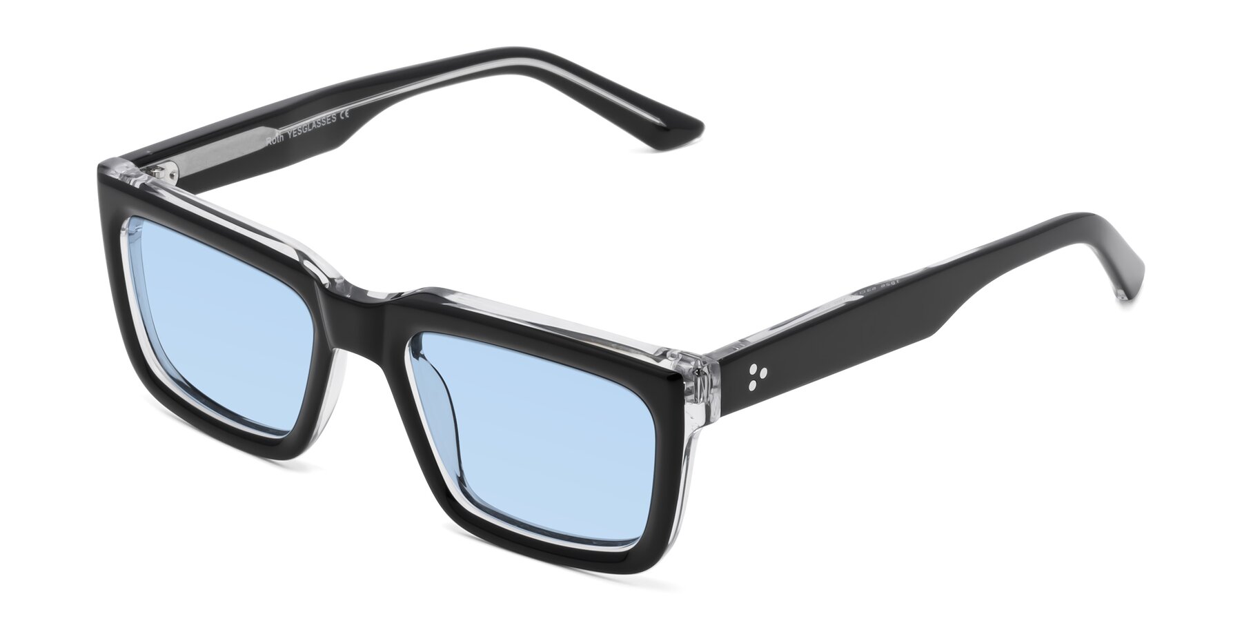 Angle of Roth in Black-Clear with Light Blue Tinted Lenses