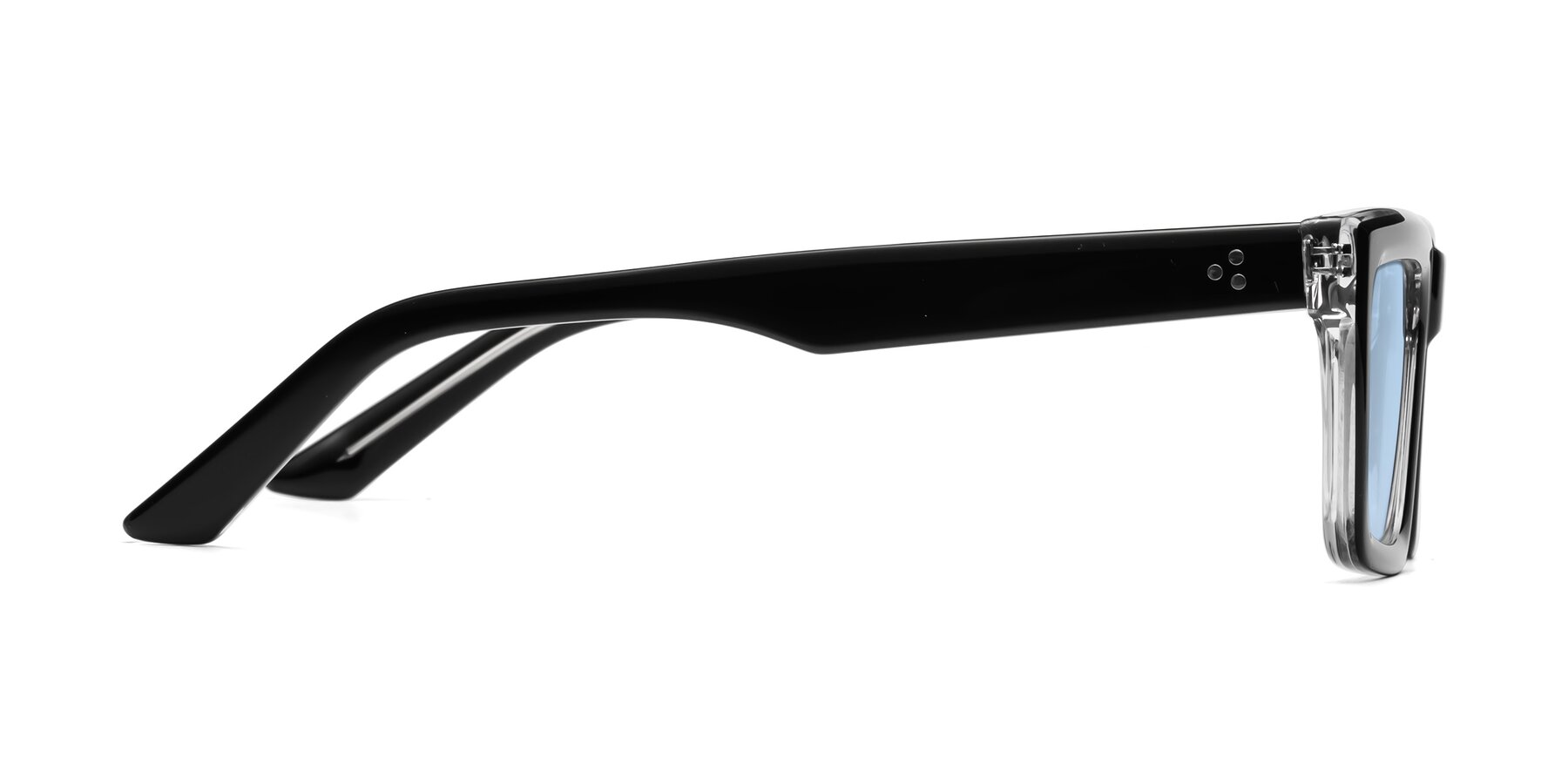 Side of Roth in Black-Clear with Light Blue Tinted Lenses