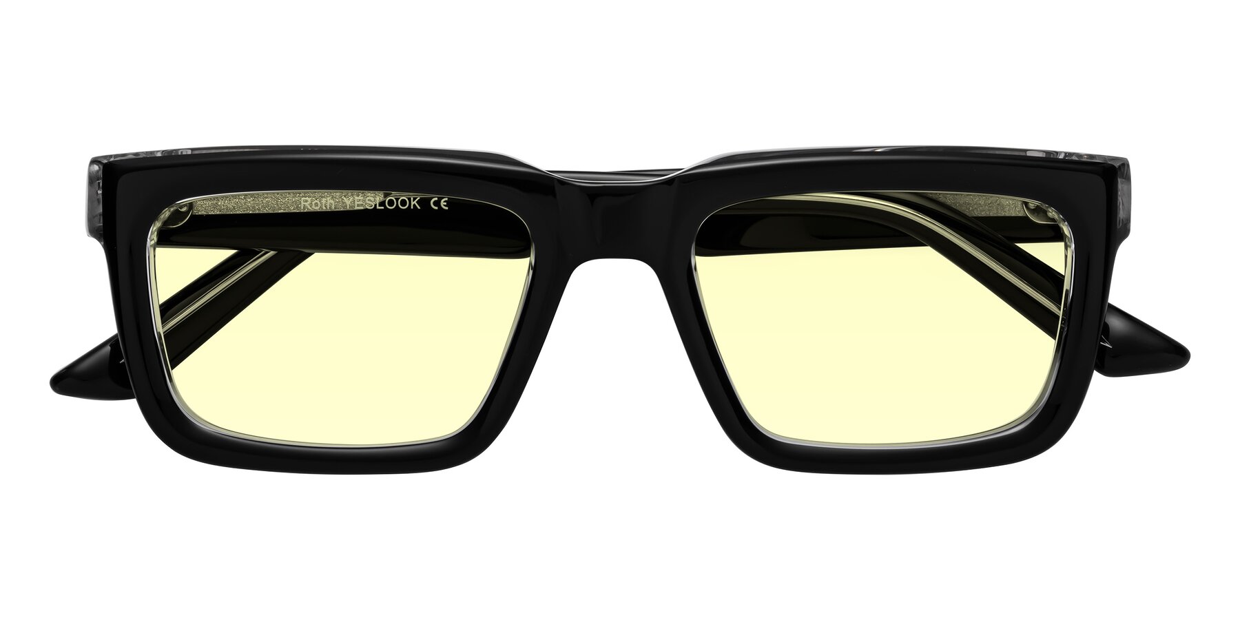 Folded Front of Roth in Black-Clear with Light Yellow Tinted Lenses