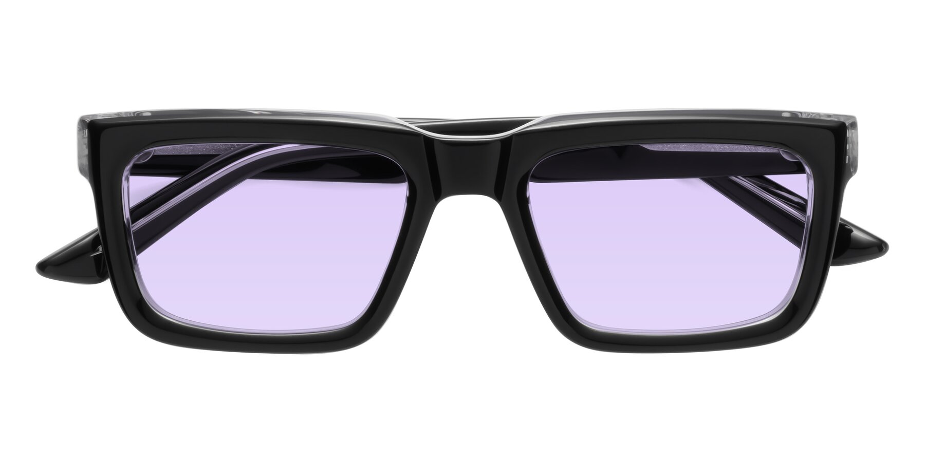 Folded Front of Roth in Black-Clear with Light Purple Tinted Lenses