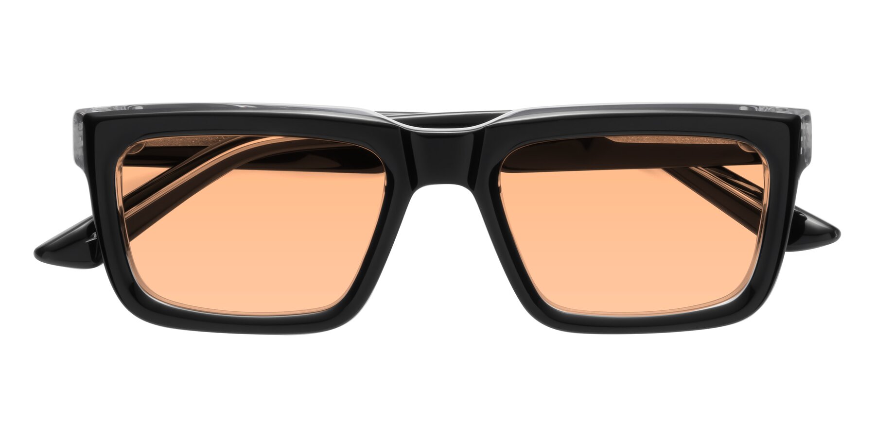 Folded Front of Roth in Black-Clear with Light Orange Tinted Lenses