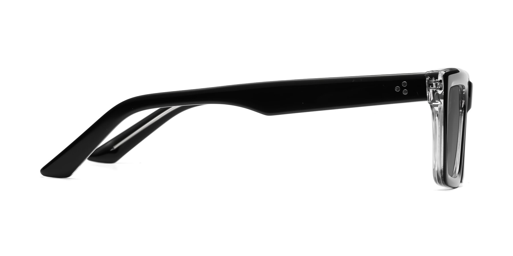 Side of Roth in Black-Clear with Medium Gray Tinted Lenses