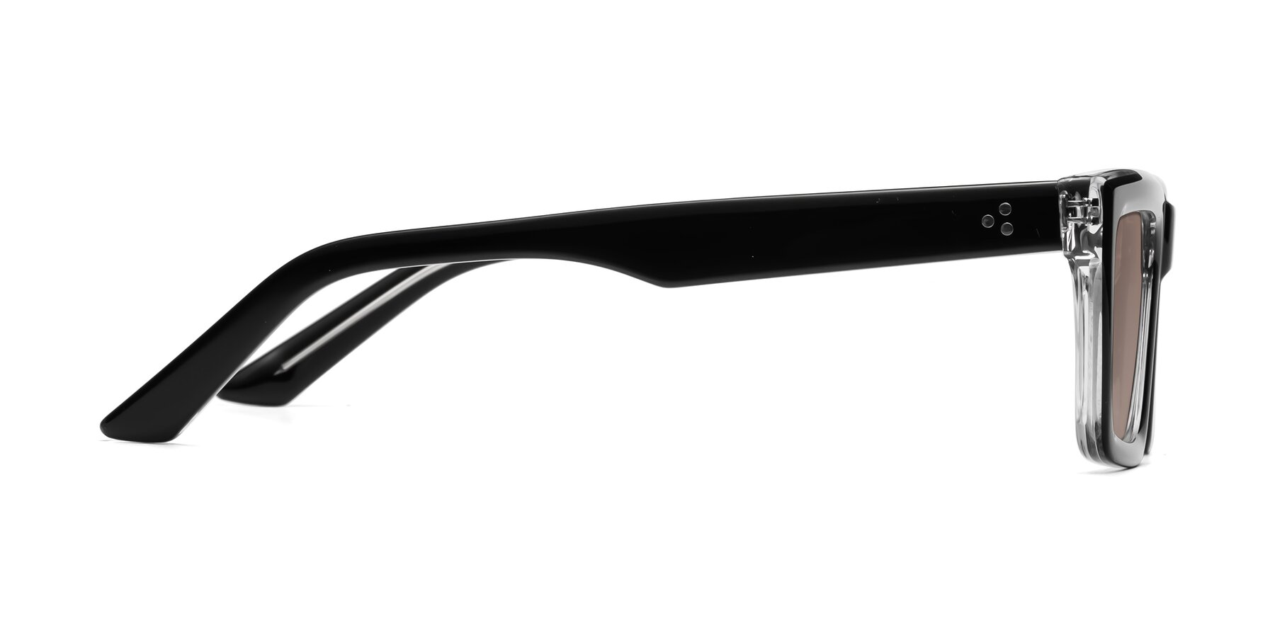 Side of Roth in Black-Clear with Medium Brown Tinted Lenses