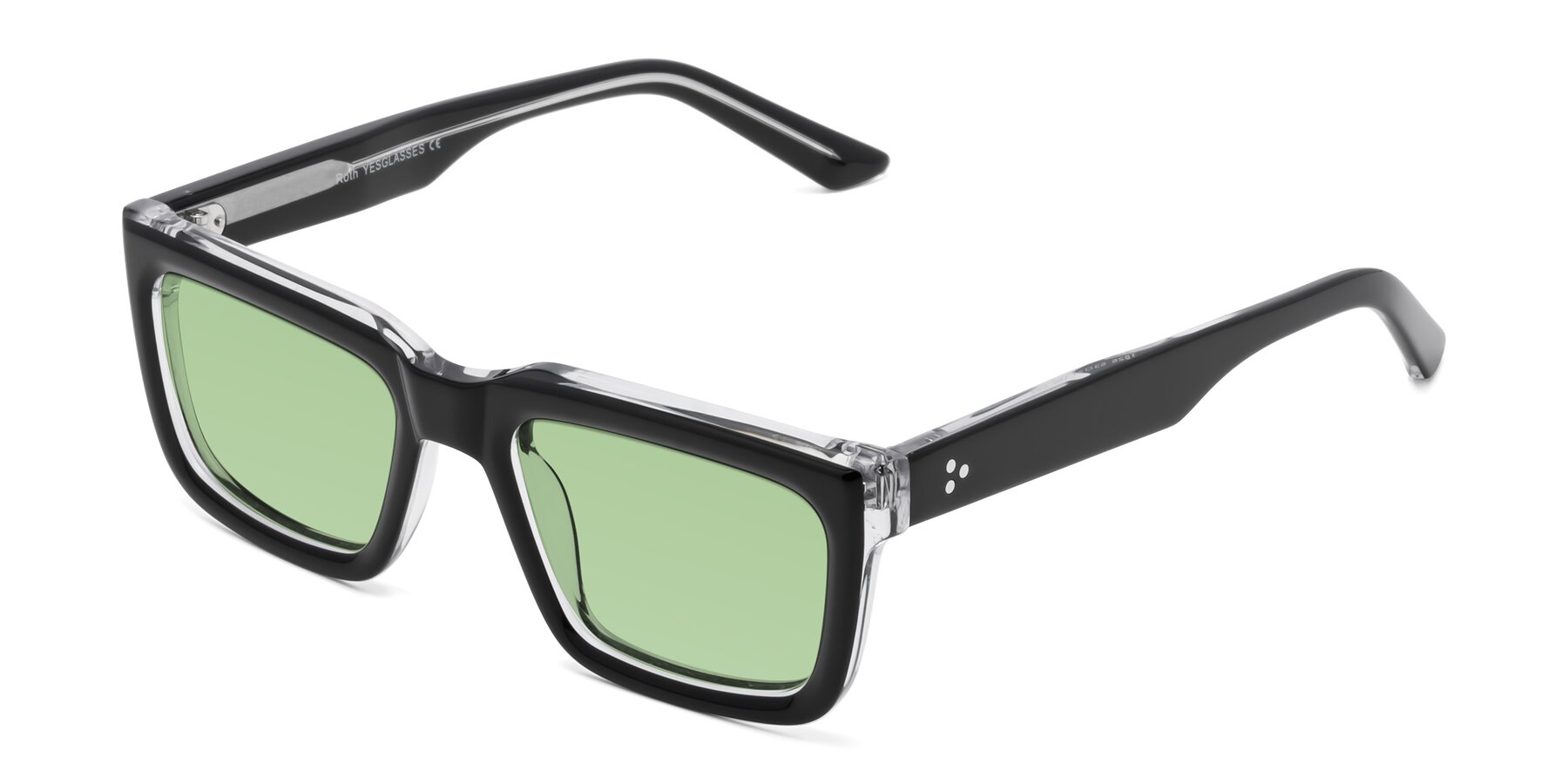 Angle of Roth in Black-Clear with Medium Green Tinted Lenses