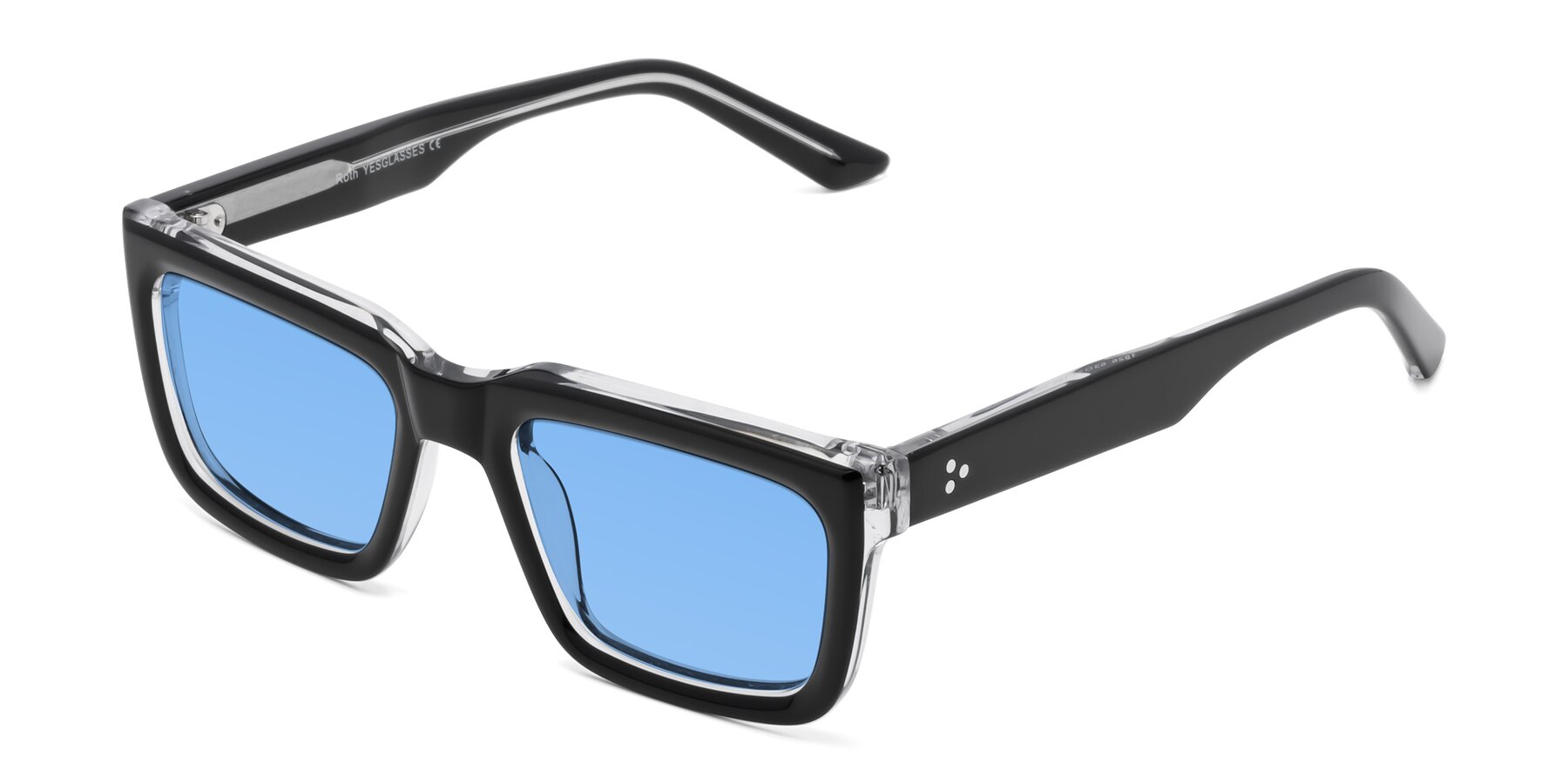 Angle of Roth in Black-Clear with Medium Blue Tinted Lenses