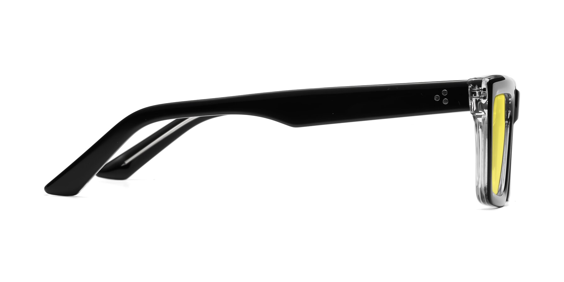 Side of Roth in Black-Clear with Medium Yellow Tinted Lenses