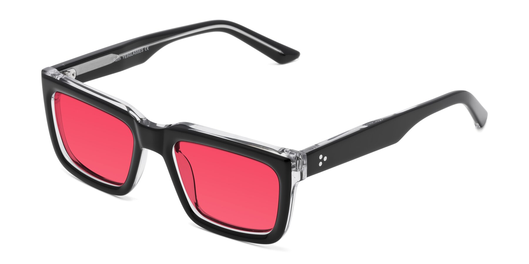 Angle of Roth in Black-Clear with Red Tinted Lenses