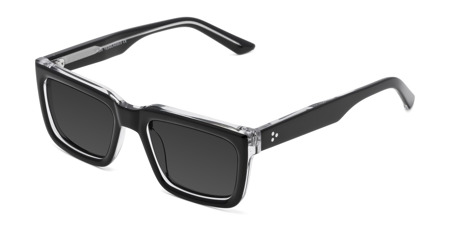 Angle of Roth in Black-Clear with Gray Tinted Lenses