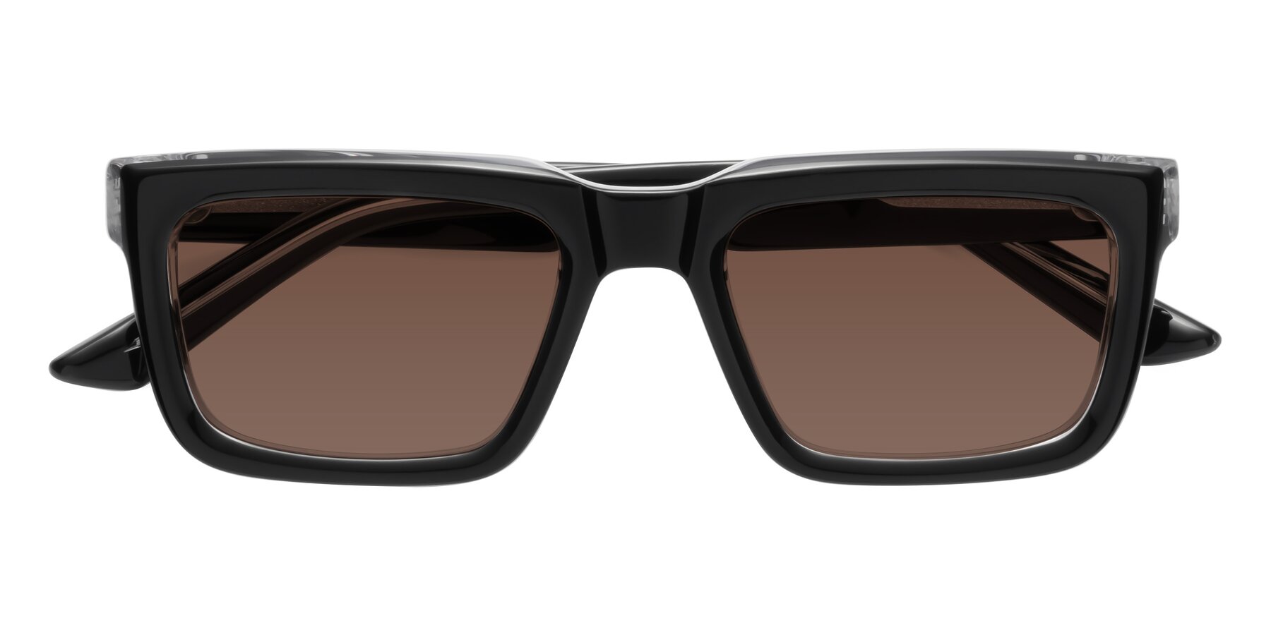 Folded Front of Roth in Black-Clear with Brown Tinted Lenses