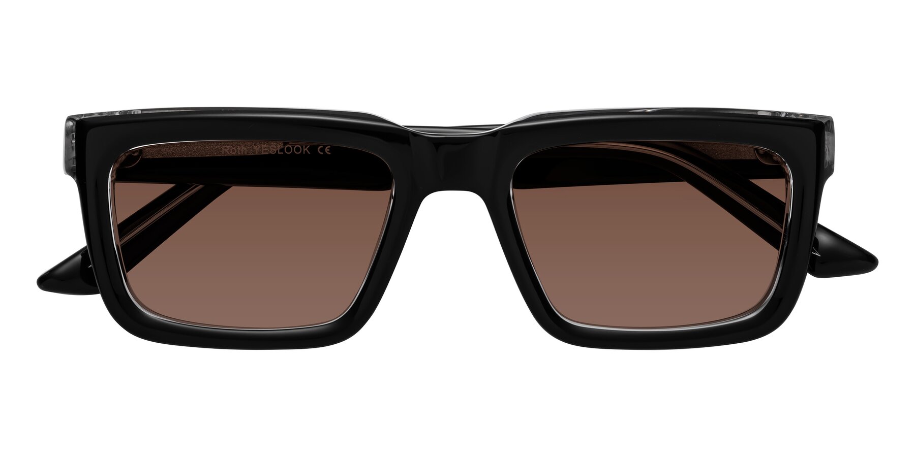 Folded Front of Roth in Black-Clear with Brown Tinted Lenses