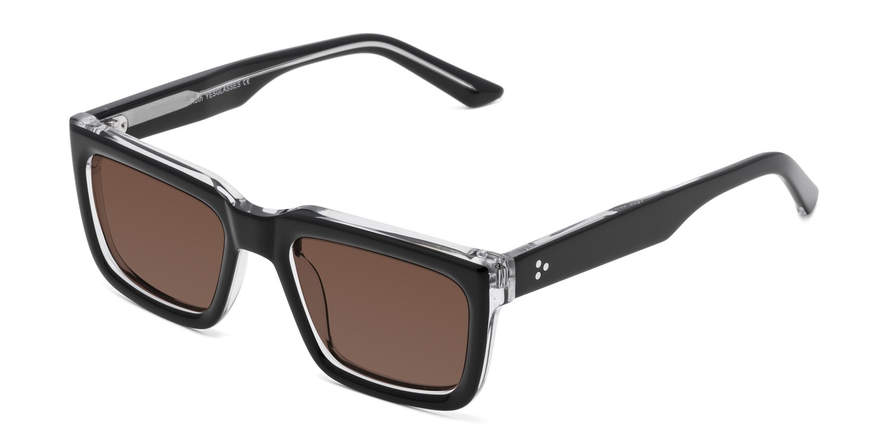 Angle of Roth in Black-Clear with Brown Tinted Lenses