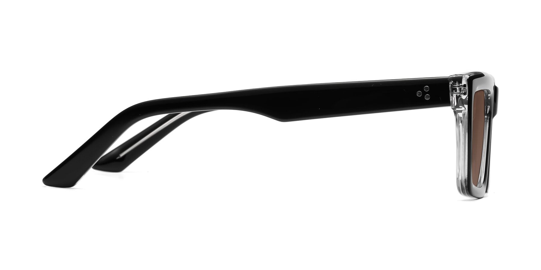 Side of Roth in Black-Clear with Brown Tinted Lenses