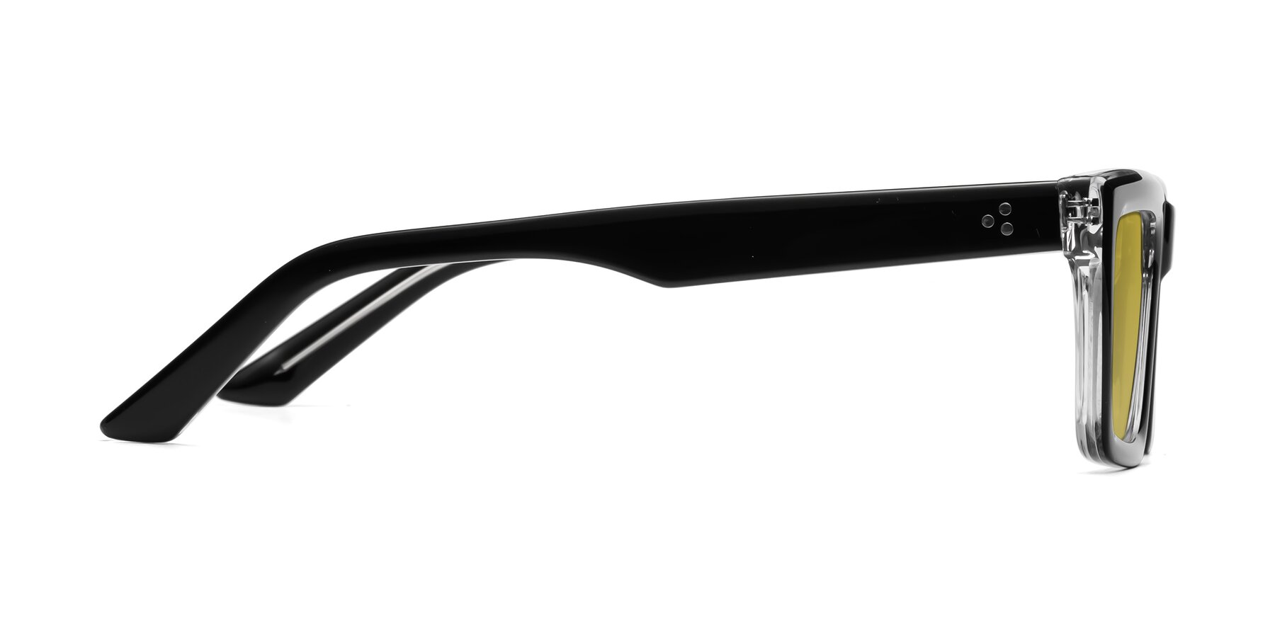 Side of Roth in Black-Clear with Champagne Tinted Lenses