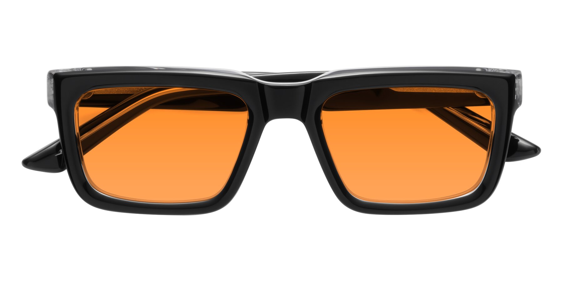 Folded Front of Roth in Black-Clear with Orange Tinted Lenses