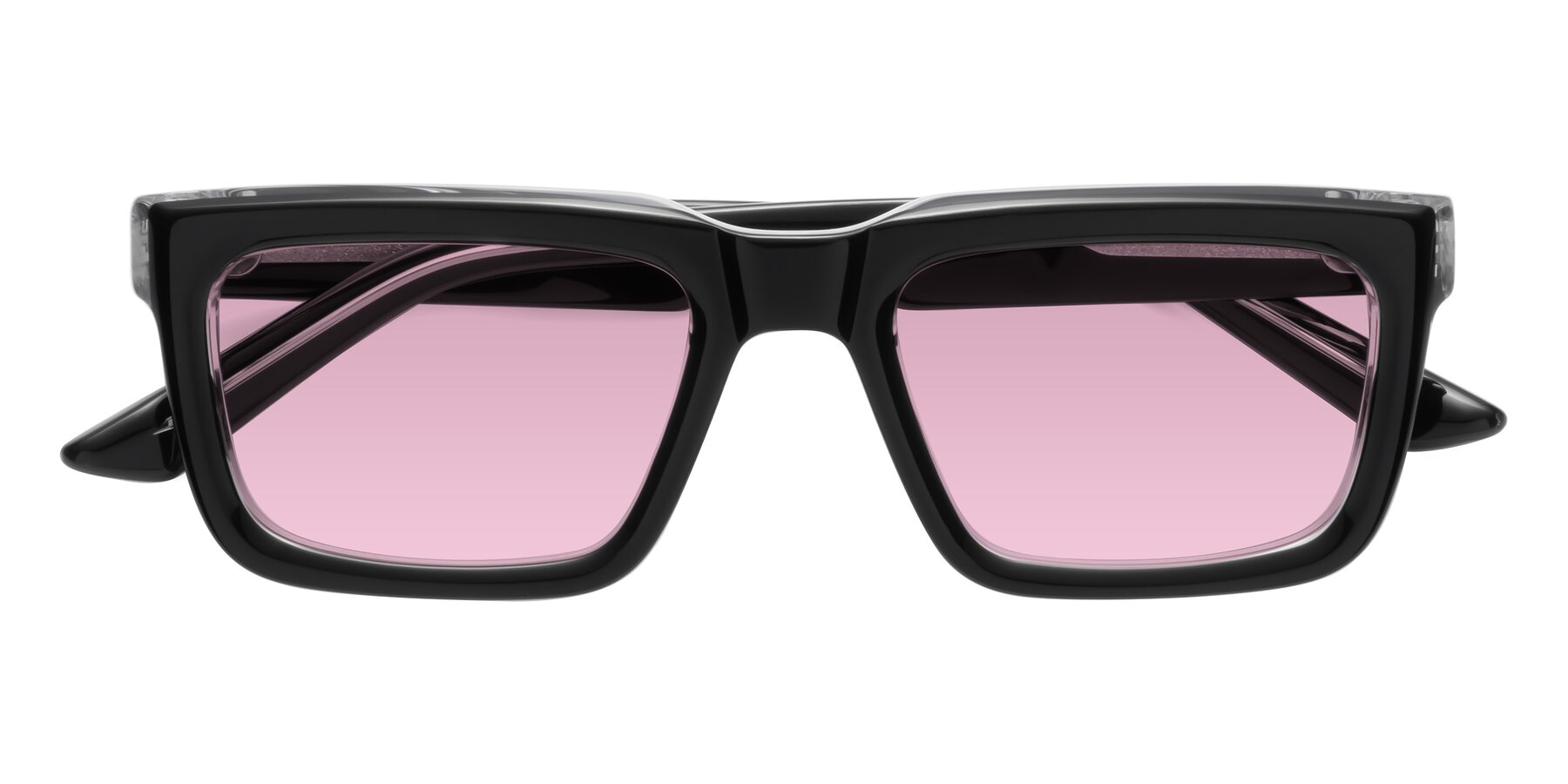 Folded Front of Roth in Black-Clear with Light Wine Tinted Lenses