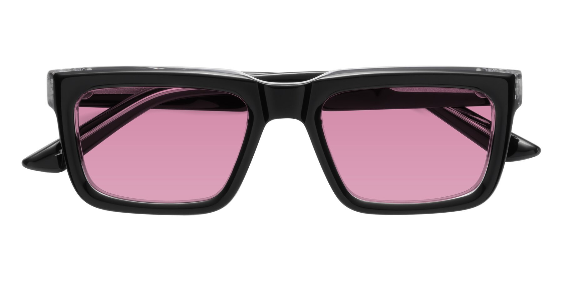 Folded Front of Roth in Black-Clear with Medium Wine Tinted Lenses