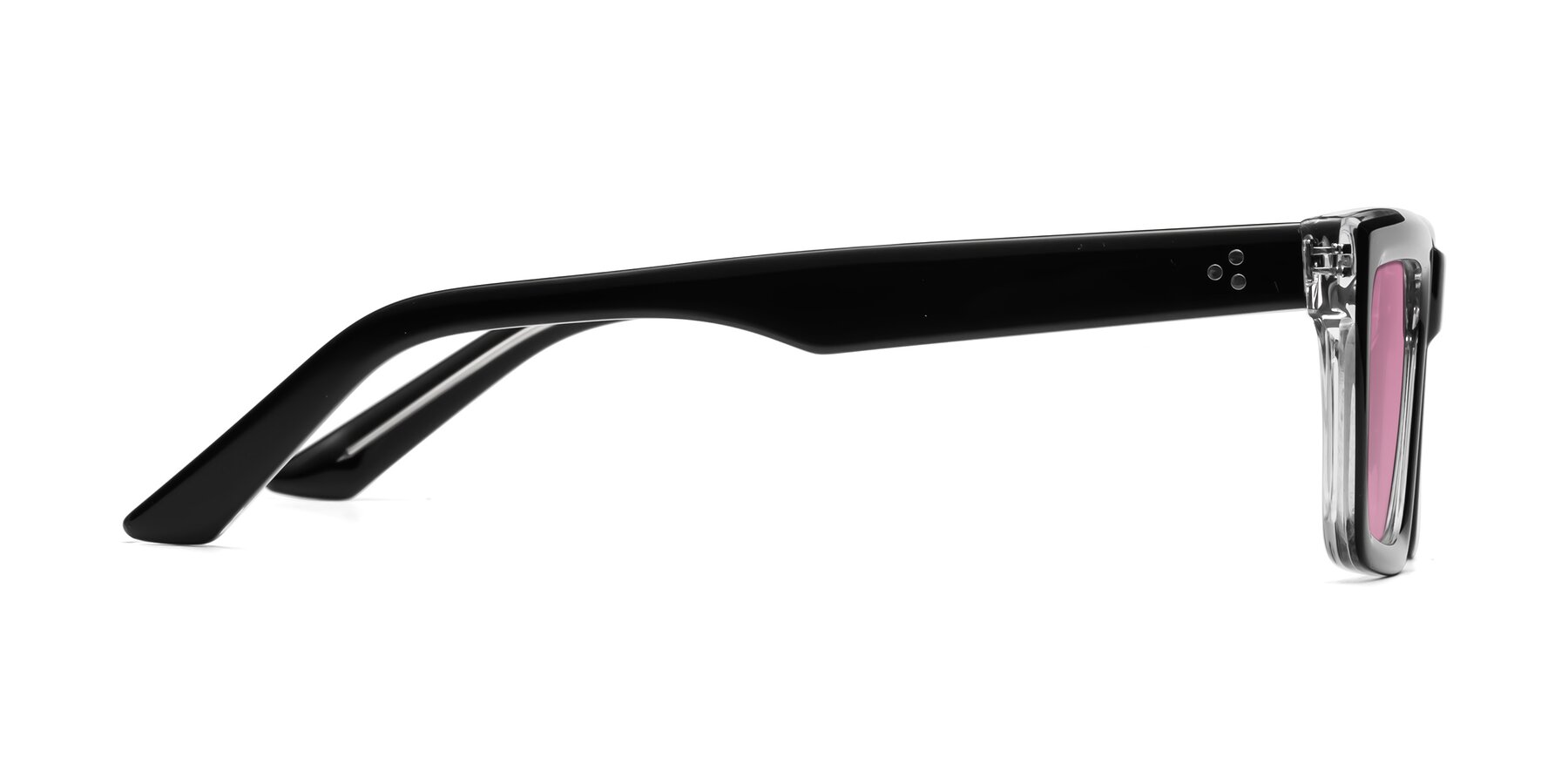 Side of Roth in Black-Clear with Medium Wine Tinted Lenses