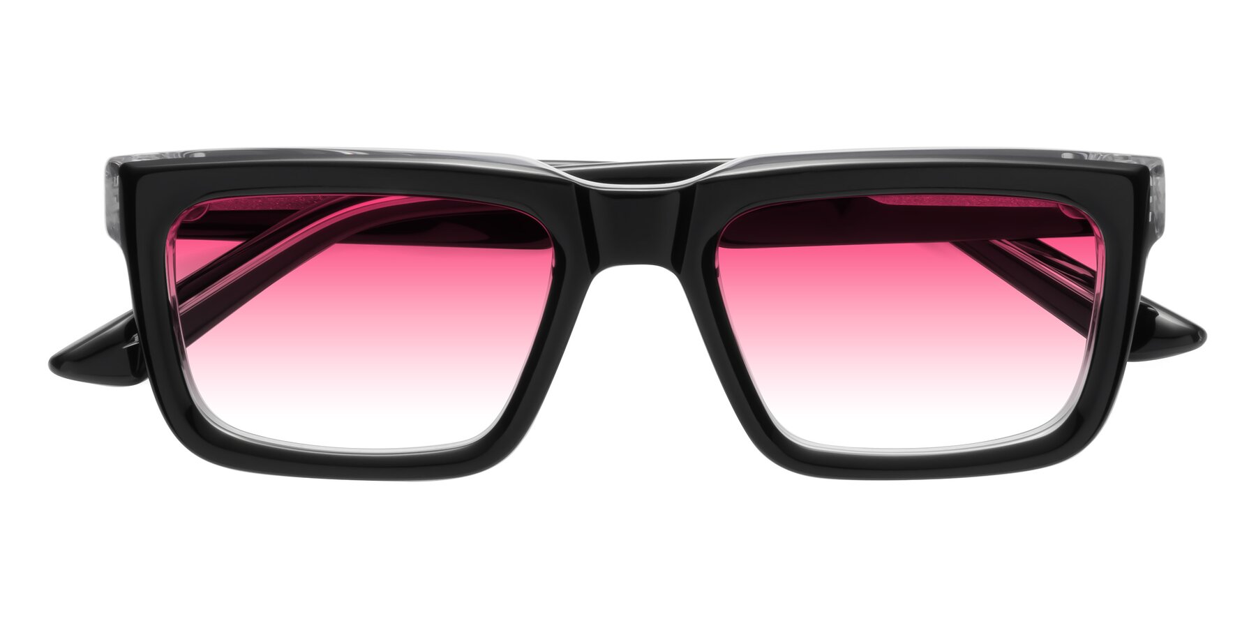 Folded Front of Roth in Black-Clear with Pink Gradient Lenses