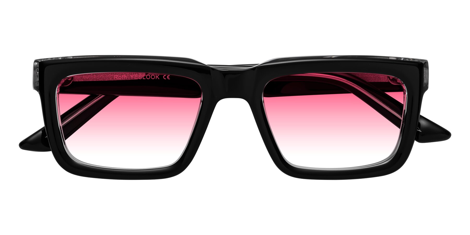 Folded Front of Roth in Black-Clear with Pink Gradient Lenses