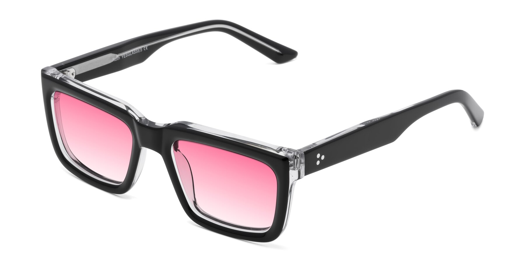 Angle of Roth in Black-Clear with Pink Gradient Lenses